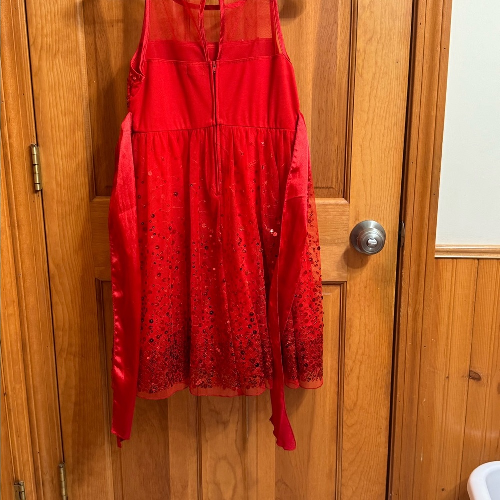 Ruby Rox Vibrant Red Mesh Dress - Picture 2 of 3